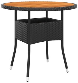 3 pcs conjunto de bistrô para jardim vime PE preto