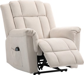 Poltrona relaxante elétrica com massagem e aquecimento, poltrona reclinável, encosto ajustável manualmente, 85 x 91 x 104 cm, bege