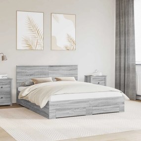 vidaXL Estrutura da Cama Cinza Sonoma 160 x 200 cm Madeira processada
