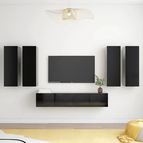 vidaXL 6 pcs conjunto de móveis de TV derivados de madeira preto