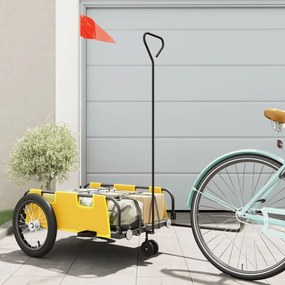 vidaXL Reboque de bicicleta tecido oxford/ferro amarelo