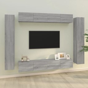 vidaXL Conjunto móveis de TV 8 pcs madeira processada sonoma cinza