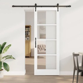 Conjunto de Porta Deslizante vidaXL com Acessórios Branca 78x211 cm Madeira Sólida de Pinho