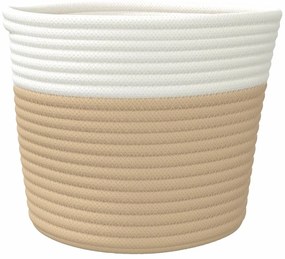 Cestos de arrumação 2 pcs Ø24x18 cm algodão bege e branco