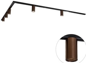 Sistema de iluminação de trilho moderno com 5 focos bronze escuro monofásicos GU10 50mm - Iconic Ruby