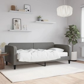 Sofá-cama com colchão 90x190 cm tecido cinzento-escuro