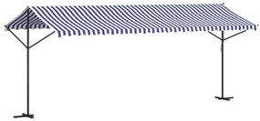 Toldo de pé 600x300 cm tecido e aço azul e branco