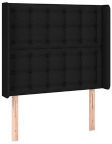 Cama box spring c/ colchão e LED 100x200 cm tecido preto