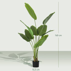 Planta artificial de interior com 160 cm, árvore artificial com vaso de plástico e substrato com efeito flocado, verde