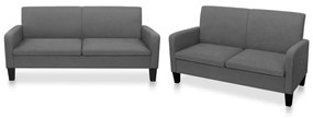Conjunto de sofás 2 pcs tecido cinzento-escuro