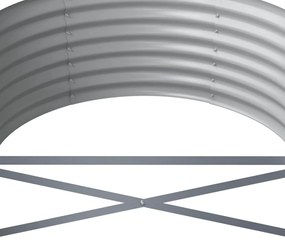 Canteiro elevado jardim 368x80x36cm aço revestido a pó prateado