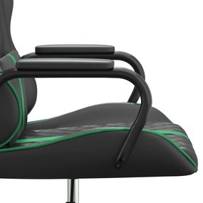 Cadeira gaming massagens couro artificial verde e preto