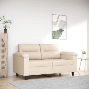 Sofá de 2 lugares 120 cm tecido de microfibra bege