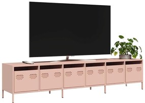 Móvel de TV 202x39x43,5 cm aço laminado a frio rosa