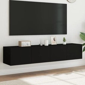 vidaXL Móveis de parede p/ TV com luzes LED 2 pcs 80x35x31 cm preto