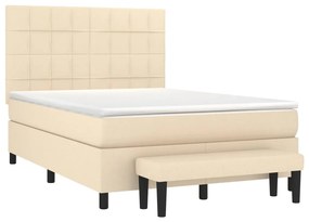 Cama com molas/colchão 140x190 cm tecido cor creme