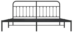 Estrutura de cama com cabeceira 200x200 cm metal preto