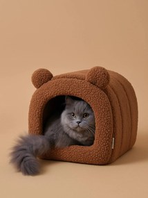 Cesto fechado em sherpa Family, para gato camelo