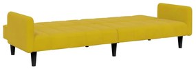 Sofá-cama 2 lugares c/ apoio de pés veludo amarelo