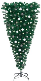 vidaXL Árvore Natal artificial pré-iluminada invertida c/ bolas 120 cm