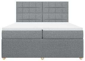 Cama com molas/colchão 200x200 cm tecido cinza-claro
