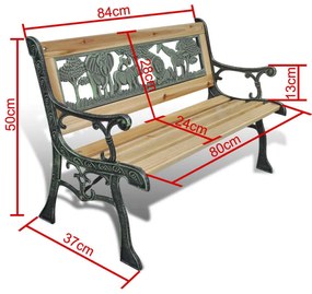Banco de jardim para crianças 84 cm madeira