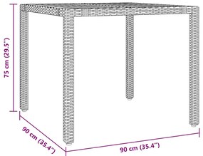5 pcs conjunto bistrô de jardim c/ almofadões vime PE cinza