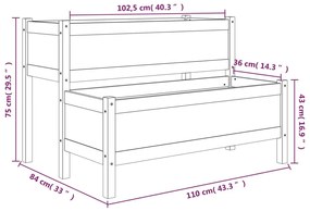 Vaso/floreira 110x84x75 cm pinho maciço cinzento