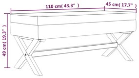 Banco de arrumação 110x45x49 cm tecido cinzento-escuro