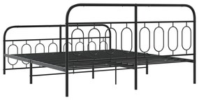 Estrutura de cama com cabeceira e pés 183x213 cm metal preto