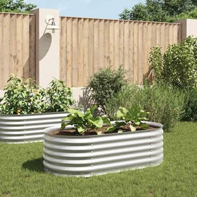 Canteiro elevado de jardim aço galvanizado 160x80x44cm prateado