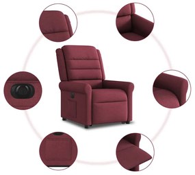 Poltrona reclinável elevatória elétrica tecido vermelho-tinto