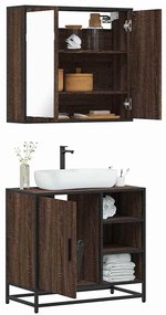 vidaXL 2 pcs conj. móveis WC derivados madeira cor carvalho castanho
