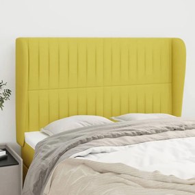 vidaXL Cabeceira de cama c/ abas tecido 147x23x118/128 cm verde