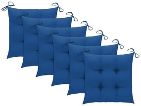 Cadeiras de jardim empiháveis c/ almofadões 6 pcs teca maciça