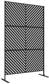 Outsunny Painel Quebra Vista decorativo Biombo Exterior com Padrão Geométrico em Metal 122x45x198 cm Preto | Aosom Portugal
