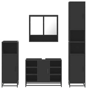 4 pcs conjunto móveis casa de banho derivados de madeira preto