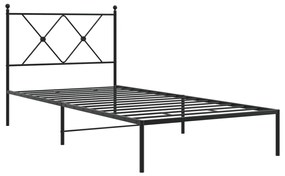 Estrutura de cama com cabeceira 90x190 cm metal preto