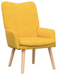 Poltrona Relaxante vidaXL Amarelo Claro em Tecido de Veludo