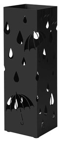 Suporte para guarda-chuva de metal SONGMICS, suporte para guarda-chuva quadrado com bandeja coletora e 4 ganchos, 15,5 x 15,5 x 49 cm, preto LUC49B