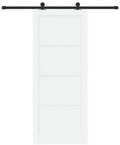 Porta Deslizante vidaXL com Conjunto de Ferragens Branca 86x211 cm Mad