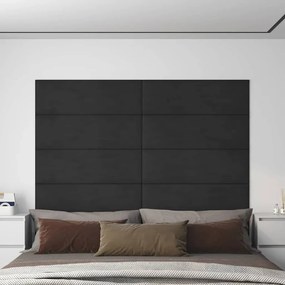 vidaXL Painel de parede 12 pcs 90x30 cm veludo 3,24 m² preto