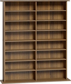 HOMCOM Armazenamento para CD e DVD com 16 compartimentos e 12 prateleiras ajustáveis capacidade máx. 720 CD/396 DVD e Blu-ray nogueira | Aosom Portugal