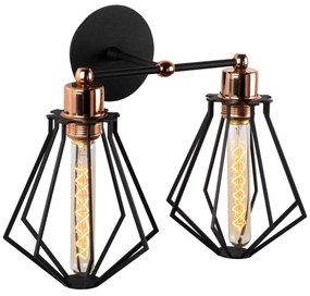 Candeeiro de Parede Oylat – Preto e Bronze – Diâmetro 38 cm