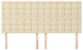 Cabeceira de cama 4 pcs tecido 100x5x78/88 cm creme