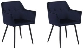 Conjunto de 2 cadeiras de veludo azul escuro JASMIN Beliani