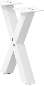 vidaXL Pés para mesa de centro em formato de X, 2 peças, branco, 40x (30-31) cm, aço