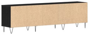 Armário de TV vidaXL Preto Carvalho 150x30x44,5 cm Madeira engenheirad