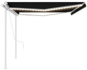 Toldo automático c/ LED e sensor de vento 5x3,5 m antracite