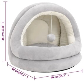 Cama para gatos 40x40x35 cm cinzento e cor creme